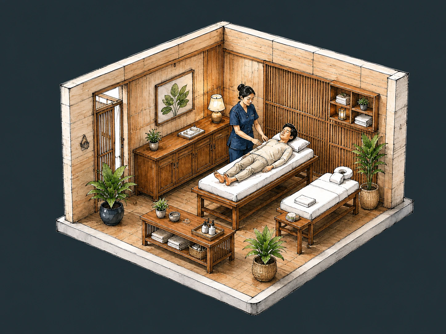 ภาพจำลองร้านนวดและพื้นที่ต้อนรับ